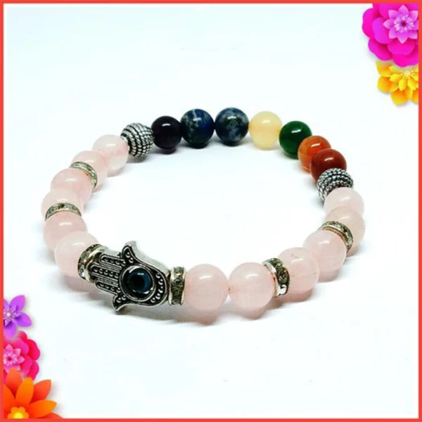 Rose Quartz 7 Chakra Bracelet